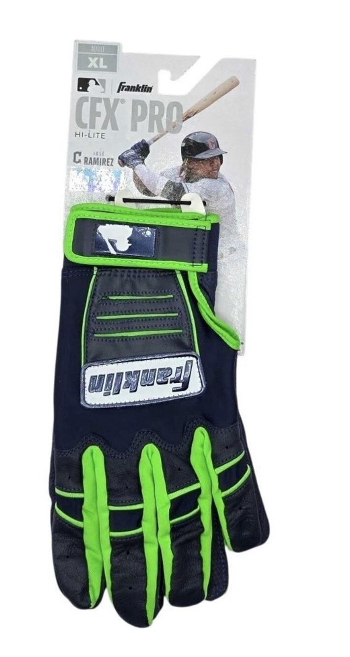Franklin CFX Pro Hi-Lite Baseball Batting Gloves Men's XL Navy Blue Green NWT